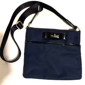 Karl Lagerfeld Navy Crossbody Bag with gold coloured hardware, like new!